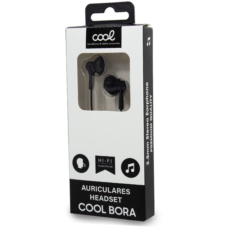 Auriculares 3,5 mm COOL Bora Stereo Con Micro Negro