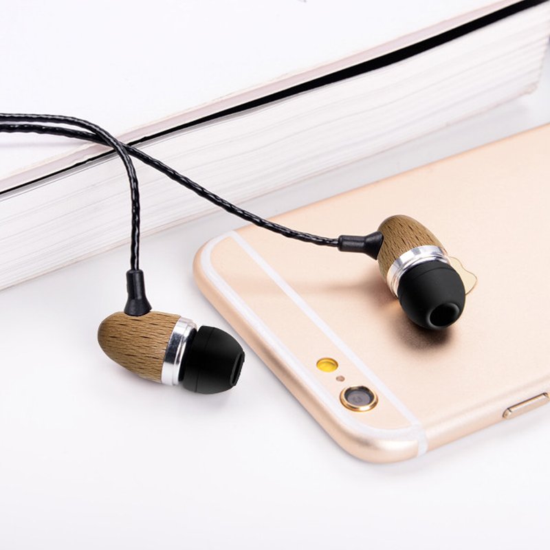Auriculares 3,5 mm Stereo Con Micro COOL Madera Natural