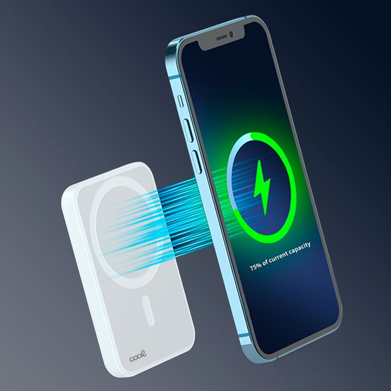 Bateria Externa Universal MAGNÉTICA Power Bank Qi 5000 mAh COOL Blanco