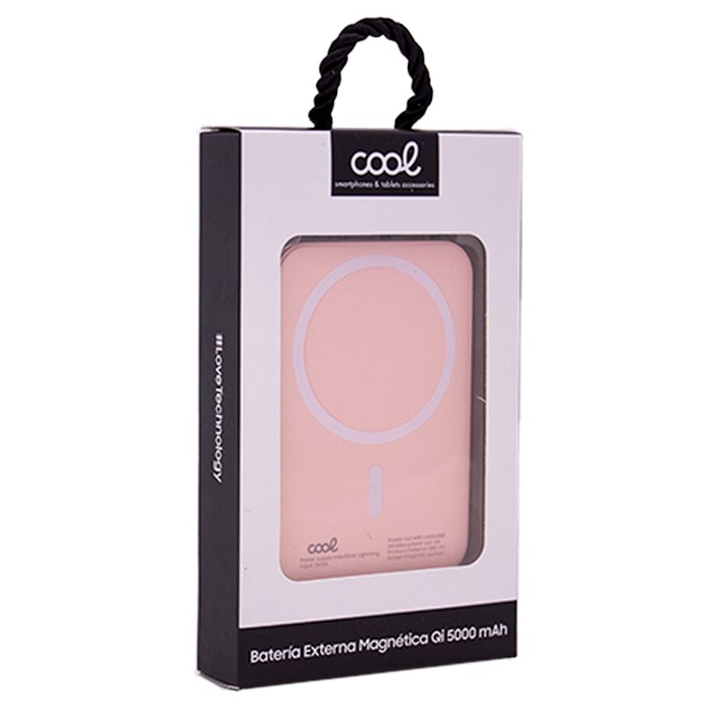 Bateria Externa Universal MAGNÉTICA Power Bank Qi 5000 mAh COOL Rosa