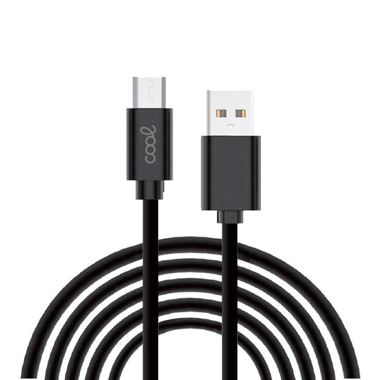 Cable USB Compatible COOL Universal (micro-usb) 3 metros Negro 2.4 Amp