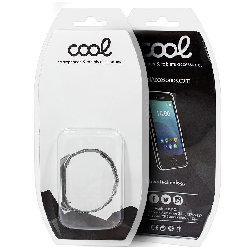Correa COOL para Xiaomi Mi Band 5 / 6 / 7 / Amazfit Band 5 Metal Plata