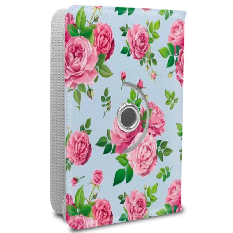 Funda COOL Ebook / Tablet 9.7 - 10.3 pulg Polipiel Rosas Giratoria (Panorámica)