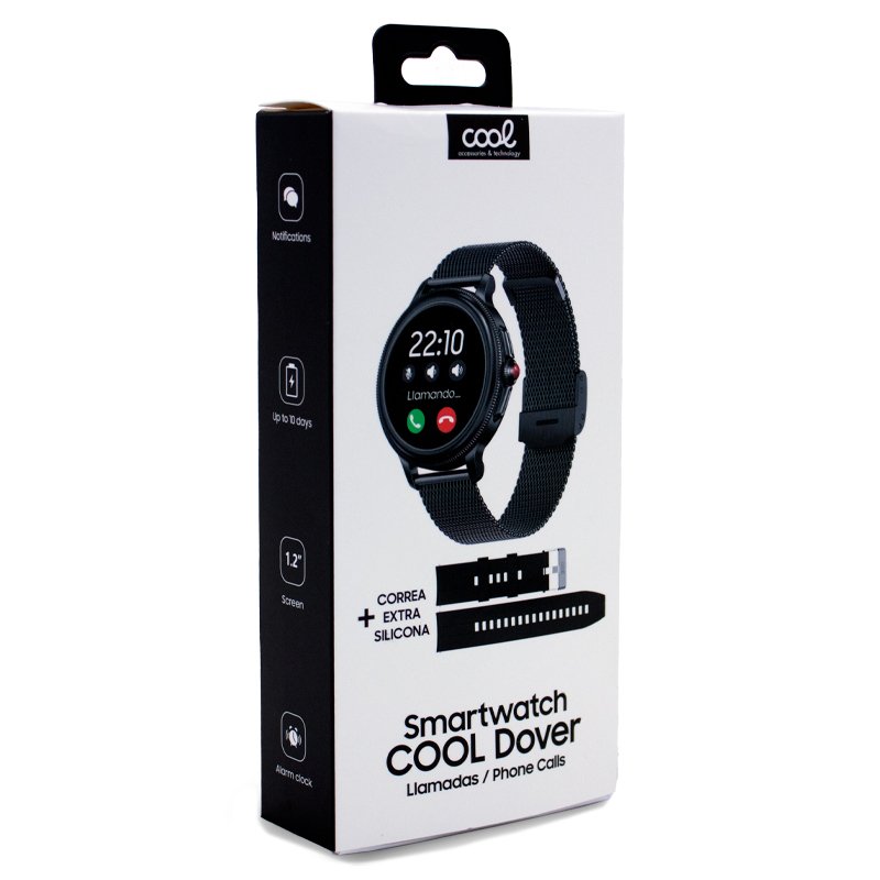 Smartwatch Metal + Silicona COOL Dover Negro (Llamadas, Salud, Deporte, Correa Extra)