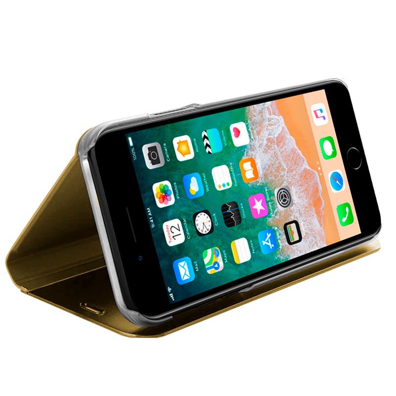 Funda COOL Flip Cover para iPhone 7 / 8 / SE (2020) / SE (2022) Clear View Dorado