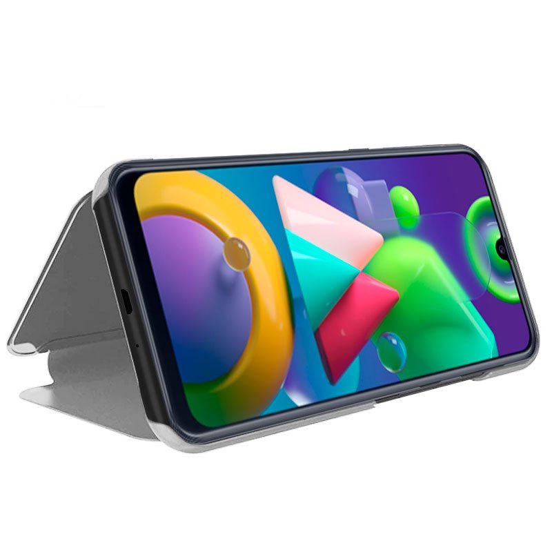 Funda COOL Flip Cover para Samsung M215 Galaxy M21 / M31 Clear View Plata