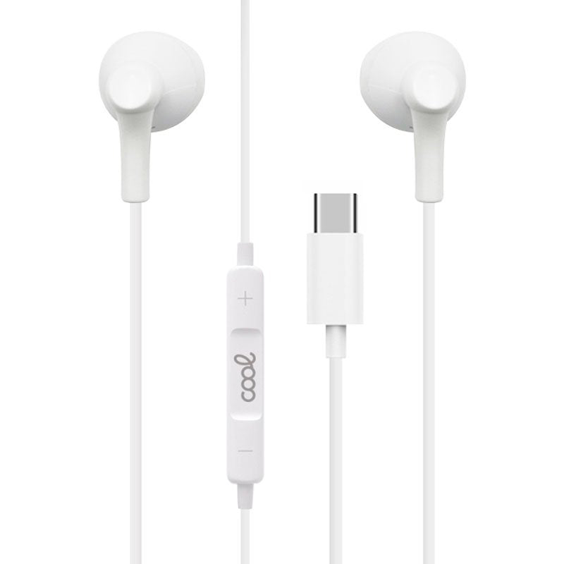 Auriculares Botón COOL Stereo Tipo-C Con Micro (Digital) Blanco