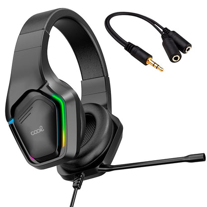 Auriculares Stereo PC / PS4 / PS5 / Xbox Gaming Led RGB COOL Genesis + Adapt. Audio