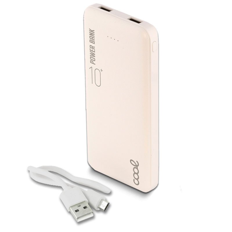 Bateria Externa Universal Power Bank 10.000 mAh (2 x usb / 2.1A) COOL Leather Blanco