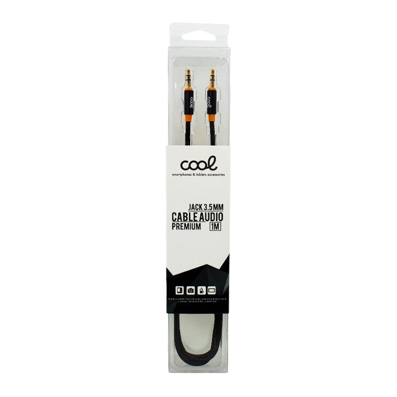 Cable Jack 3.5 mm a Jack 3.5 mm COOL Audio-Audio Nylon Negro (1m)