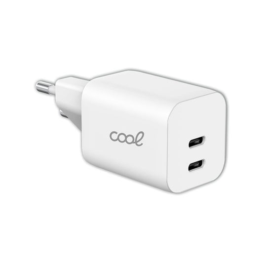 Cargador de Red Universal Carga rápida (PD) Dual 2 x Tipo C COOL (35W) Blanco