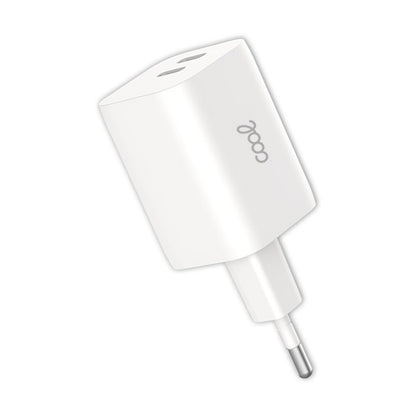 Cargador de Red Universal Carga rápida (PD) Dual 2 x Tipo C COOL (35W) Blanco
