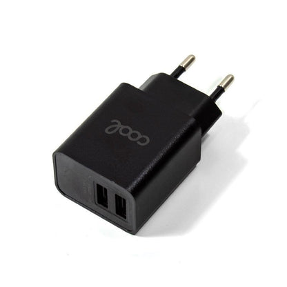 Cargador Red Universal Entrada 2 x USB COOL 2.4 Amperios Negro
