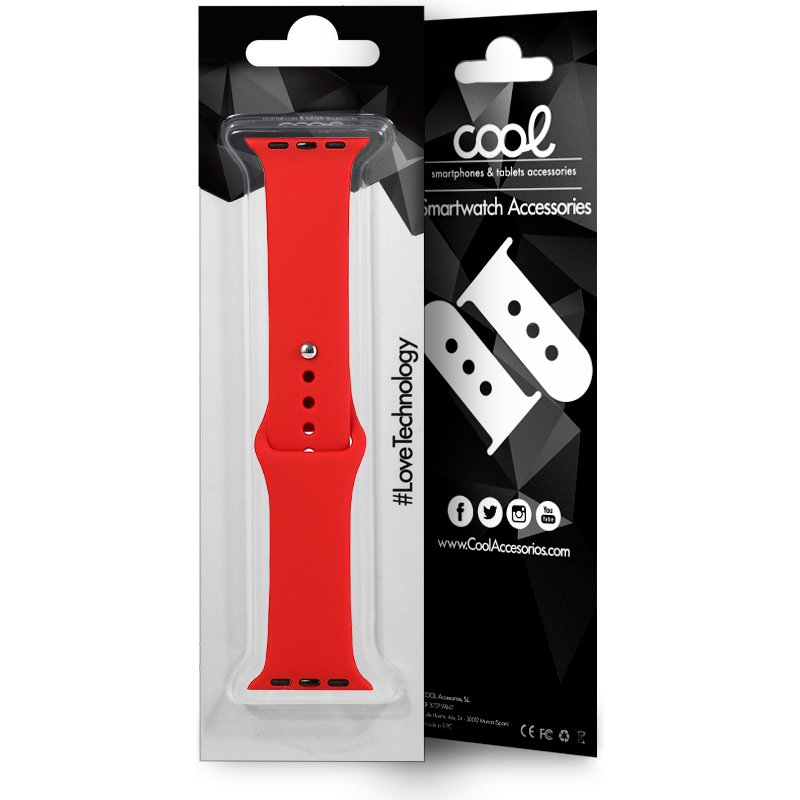 Correa COOL para Apple Watch Series 1 / 2 / 3 / 4 / 5 / 6 / 7 / 8 / 9 / SE (38 / 40 / 41 mm) Goma Rojo