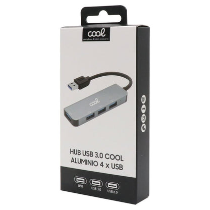 Hub USB Universal COOL 4 Puertos USB (2.0 / 3.0) Aluminio Gris