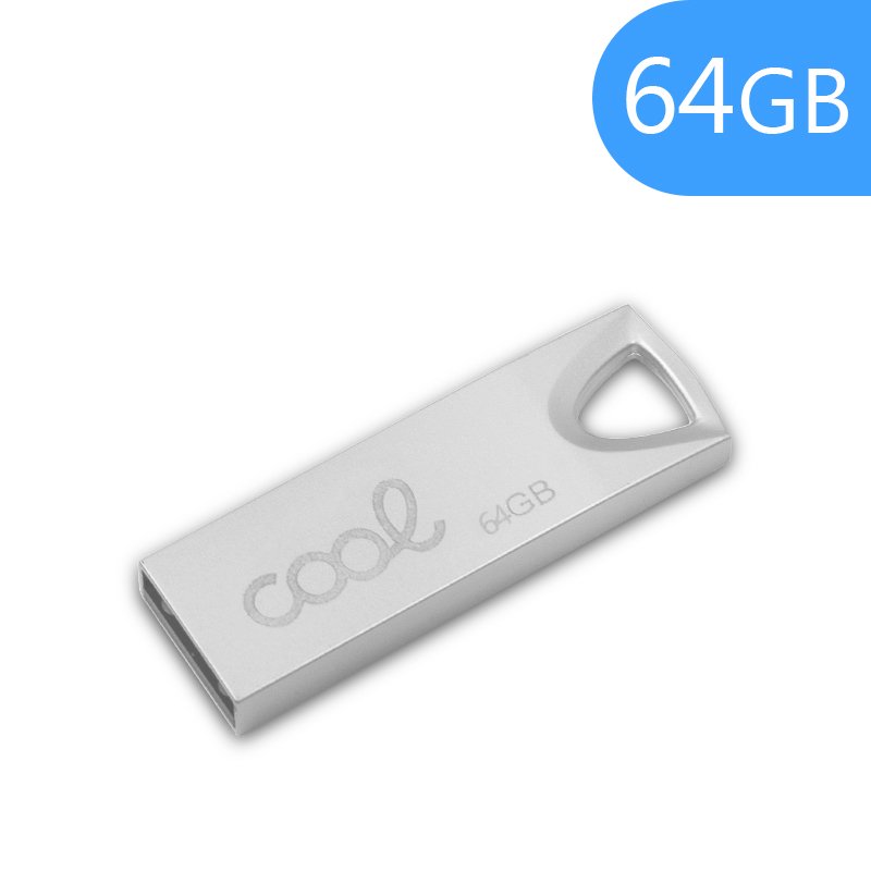 Pen Drive USB x64 GB 2.0 COOL Metal KEY Plata