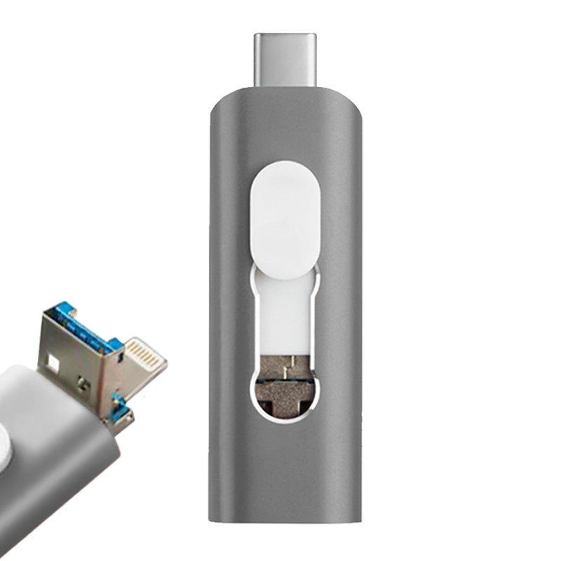 Pen Drive USB x64 GB COOL (3 en 1) Lightning / Tipo-C / USB Gris