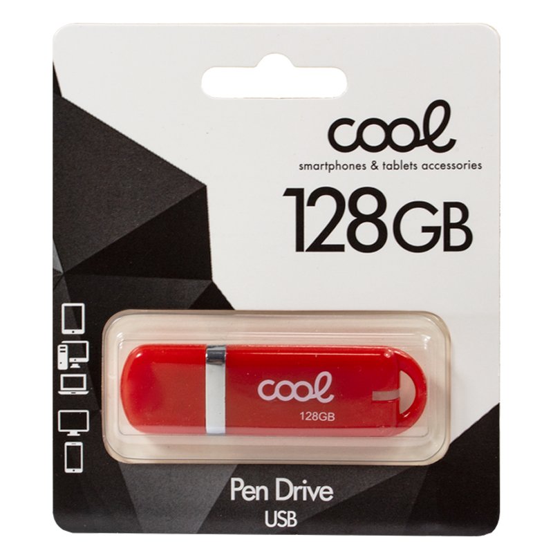 Pen Drive x USB 128 GB 2.0 COOL Cover Rojo