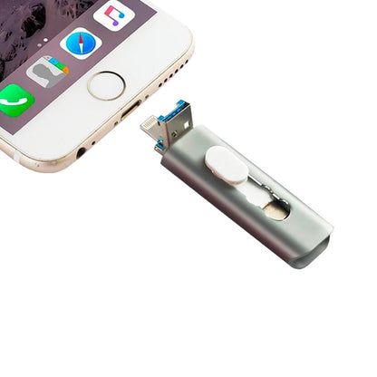 Pen Drive x USB 128 GB COOL (3 en 1) Lightning / Tipo-C / USB Gris