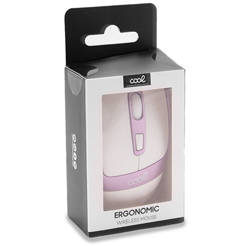 Ratón Inalámbrico Silencioso COOL Ergonomic Rosa-Blanco