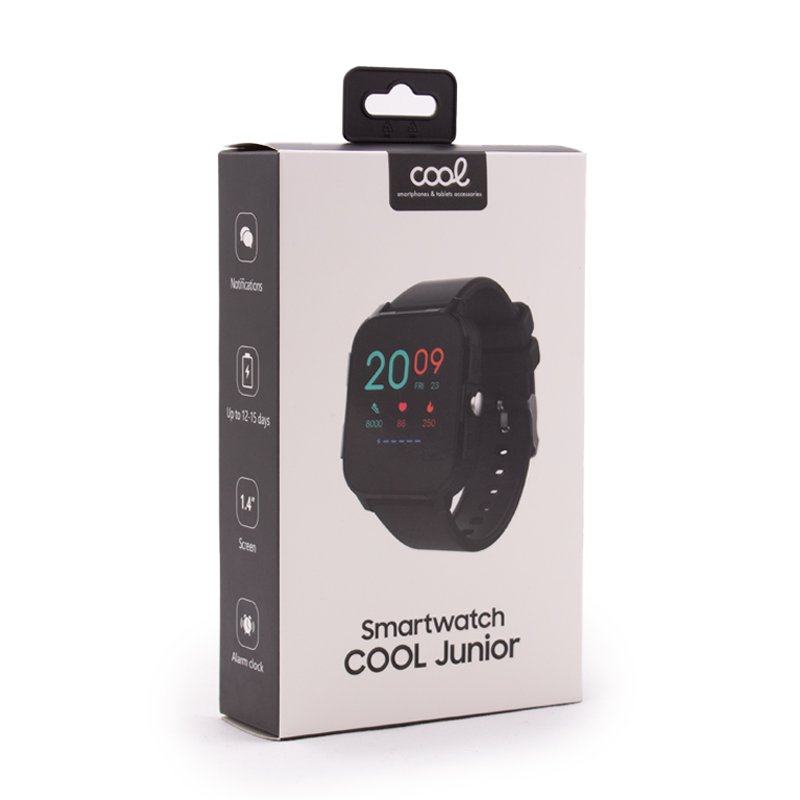 Smartwatch COOL Junior Silicona Negro (Salud, Deporte, Sueño, IP68, Juegos)