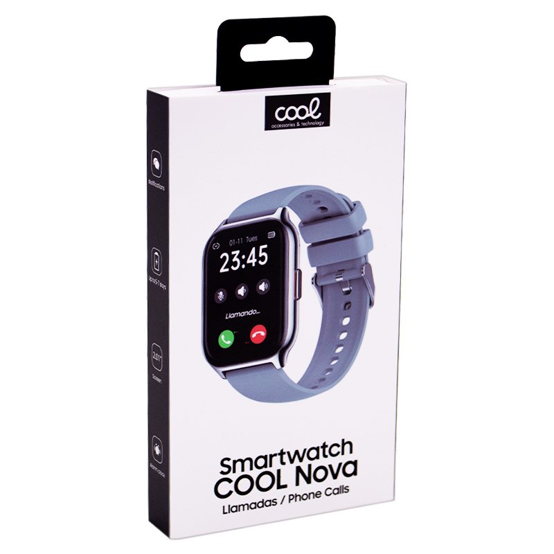 Smartwatch COOL Nova Silicona Gris (Llamadas, Salud, Deporte)