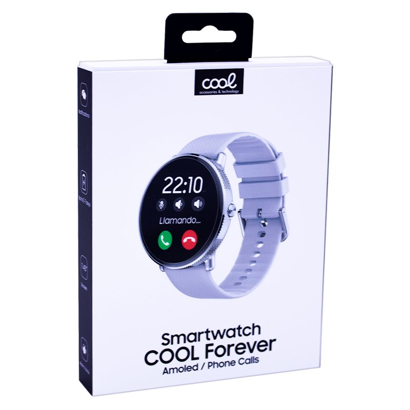 Smartwatch COOL Pantalla AMOLED Forever Silicona Gris (Llamadas, Salud, Deporte)