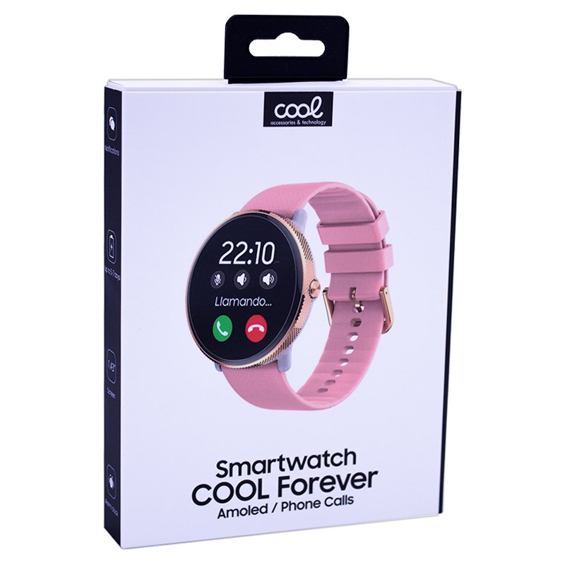 Smartwatch COOL Pantalla AMOLED Forever Silicona Rosa (Llamadas, Salud, Deporte)