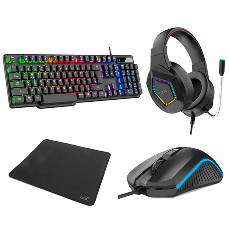 Teclado Pack Gaming USB Español + Auriculares + Ratón + Alfombrilla COOL Town