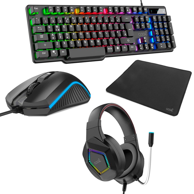 Teclado Pack Gaming USB Español + Auriculares + Ratón + Alfombrilla COOL Town