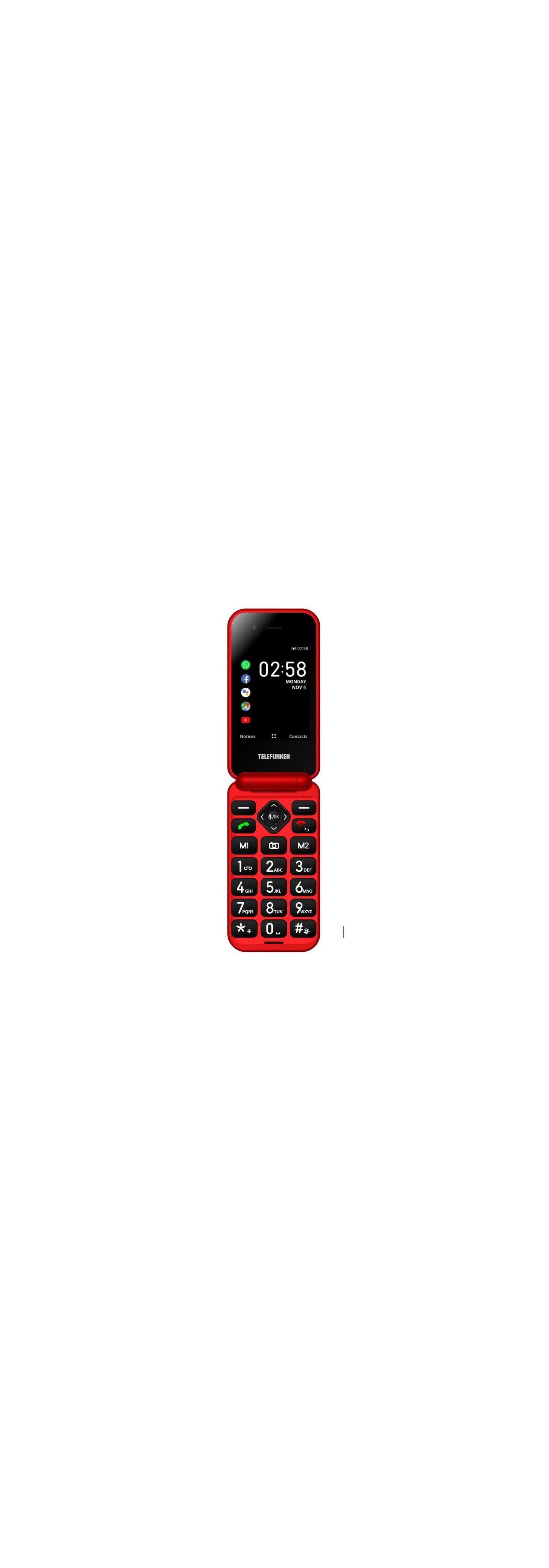 Telefunken S740 Red 7,11 cm (2.8") 129 g Rojo