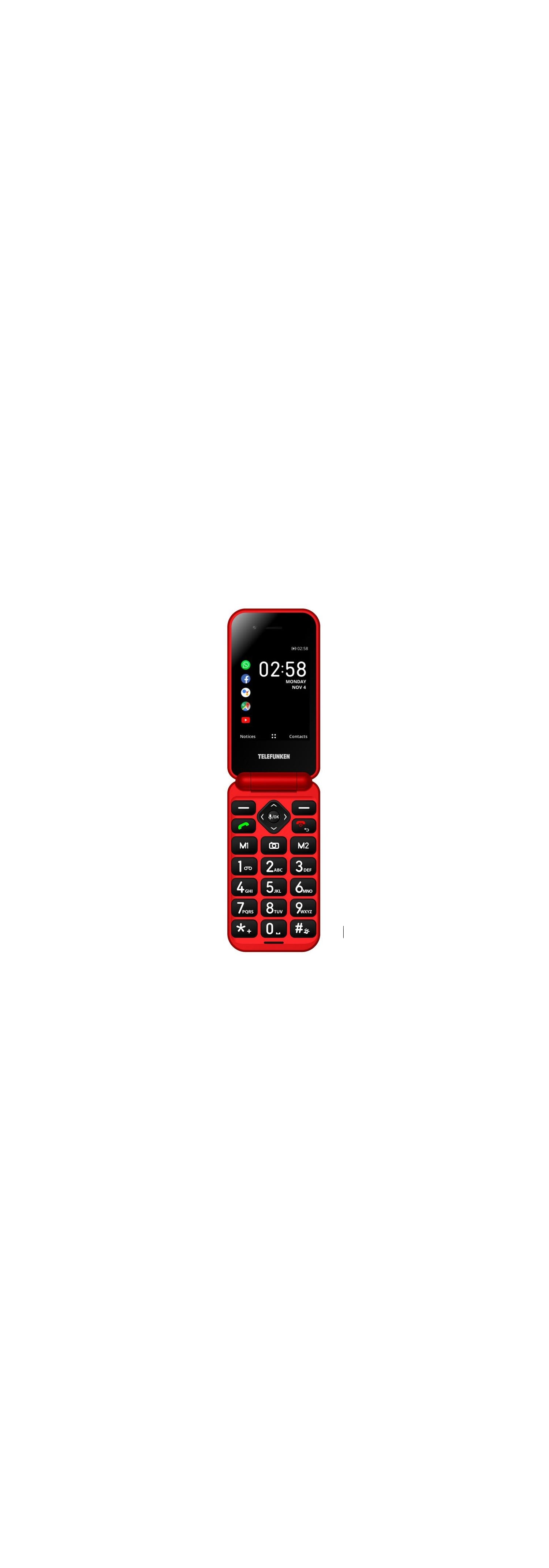 Telefunken S740 Red 7,11 cm (2.8") 129 g Rojo